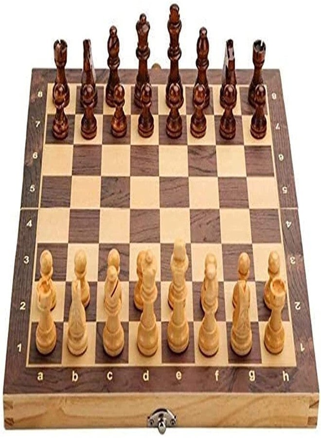 SPOCCO | 11"X11" Inch Wooden Foldable Chess Board Storage Set with 32 Wooden Chess Coins | Brain Game | Indoor, Outdoor & Travel Chess Game for Kids, Adults and Beginners | WCB-175 - Image 1